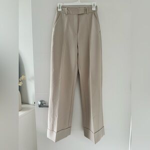 Abercrombie & Fitch x Kathleen Post Beige High Waist Cuffed Wide Leg Trousers 00